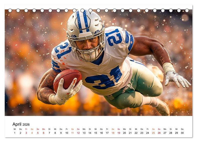 Produktbild: American Football - Touchdown durchs Jahr (Tischkalender 2026 DIN A5 quer), CALVENDO Monatskalender