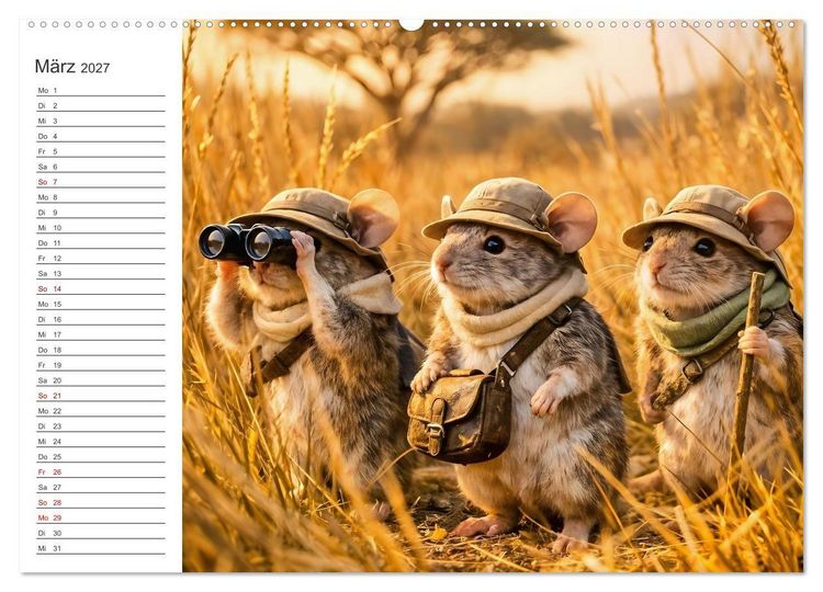 Produktbild: Abenteuerm&auml;use - Drei kleine Entdecker auf gro&szlig;er Reise (Wandkalender 2027 DIN A2 quer), CALVENDO Monatskalender