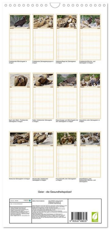Produktbild: Familienplaner 2026 - Geier - die Gesundheitspolizei! mit 5 Spalten (Wandkalender, 21 x 45 cm) CALVENDO