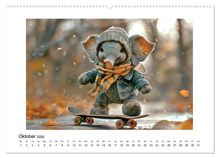 Produktbild: Elefantastisch (hochwertiger Premium Wandkalender 2026 DIN A2 quer), Kunstdruck in Hochglanz