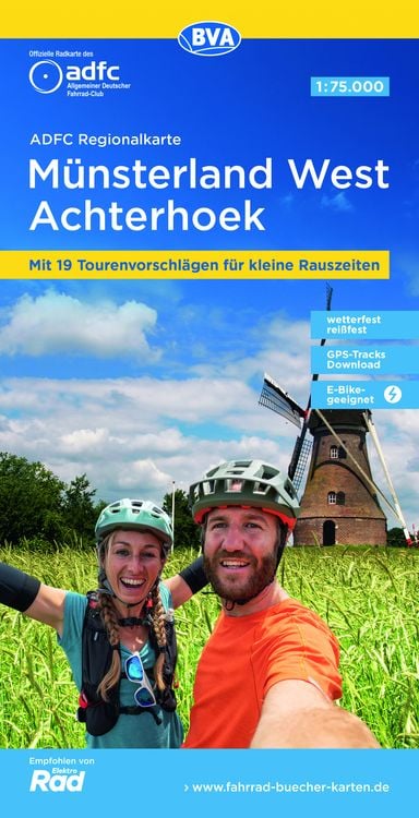 Produktbild: ADFC-Regionalkarte Münsterland West / Flusslandschaft Achterhoek, 1:75.000, mit