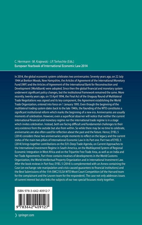 Produktbild: European Yearbook of International Economic Law 2014