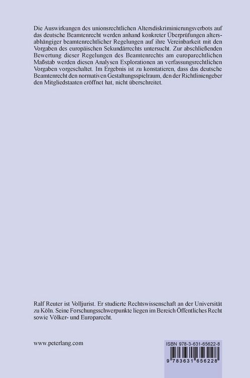 Produktbild: Die Auswirkungen des unionsrechtlichen Altersdiskriminierungsverbots auf das deutsche Beamtenrecht