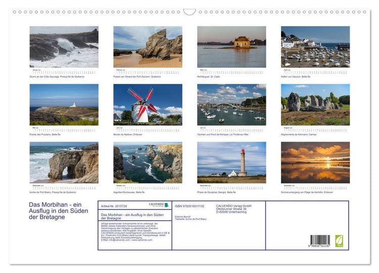 Produktbild: Das Morbihan - ein Ausflug in den S&uuml;den der Bretagne (Wandkalender 2026 DIN A2 quer), CALVENDO Monatskalender