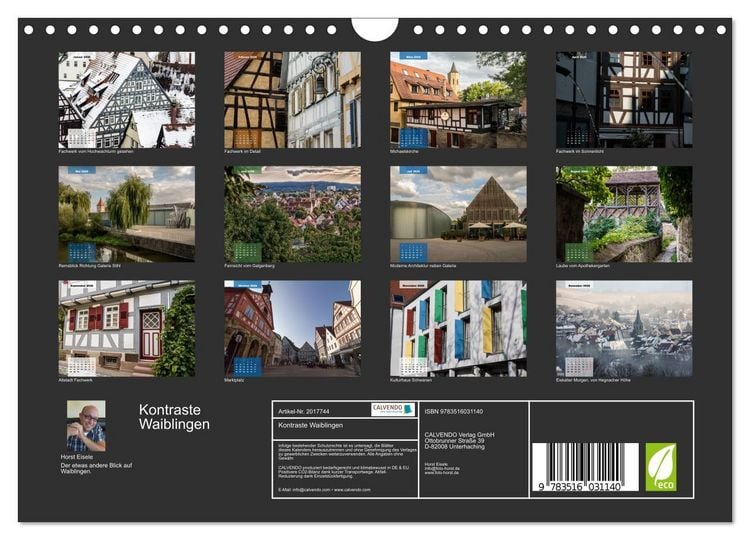 Produktbild: Kontraste Waiblingen (Wandkalender 2026 DIN A4 quer), CALVENDO Monatskalender