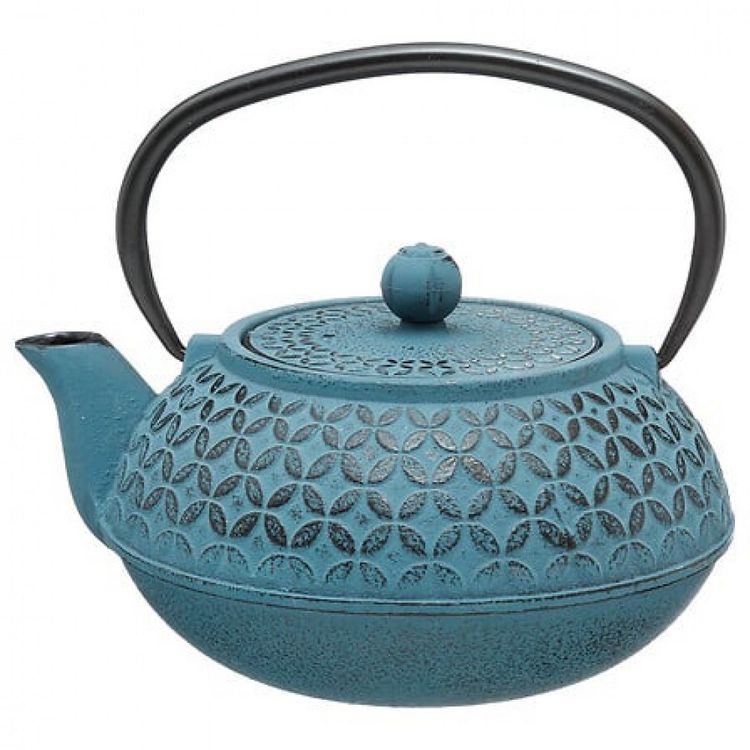 Produktbild: Blumenblaue Gusseisen-Teekanne 1l, blau