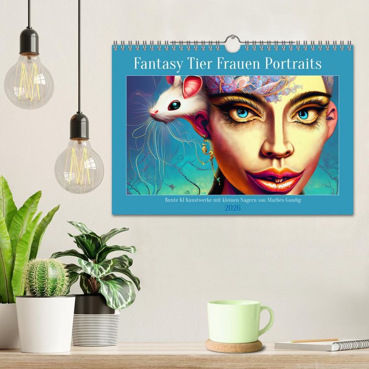 Produktbild: Fantasy Tier Frauen Portraits (Wandkalender 2026 DIN A4 quer), CALVENDO Monatskalender