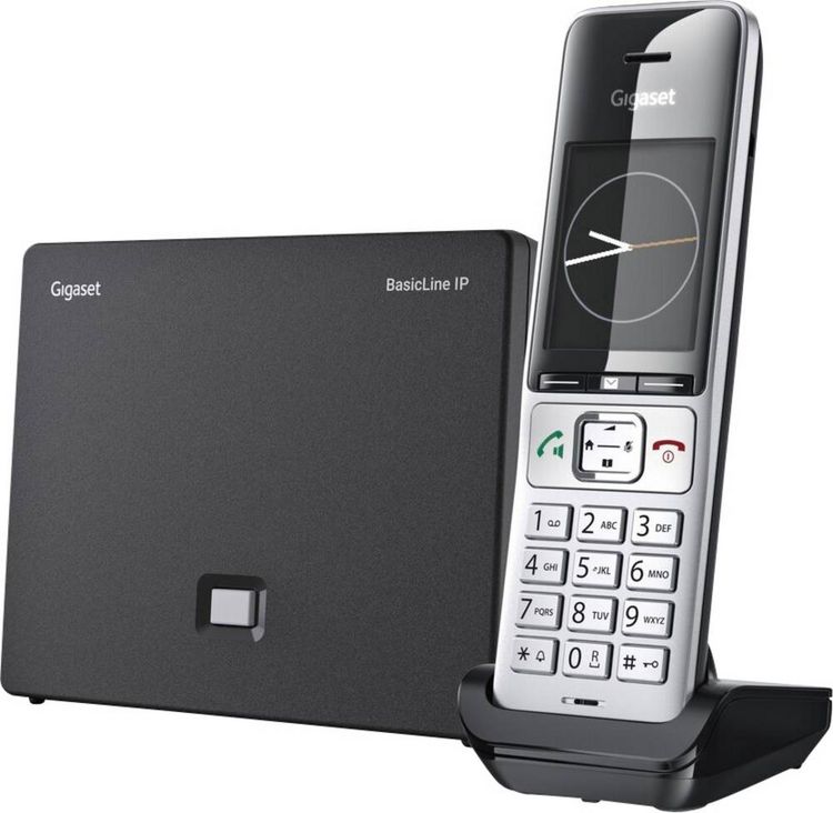 Produktbild: Gigaset BasicLine IP+COMFORT 500HX DECT, GAP, IP-DECT/GAP, VoIP Schnurloses Telefon VoIP Schwarz/Silber