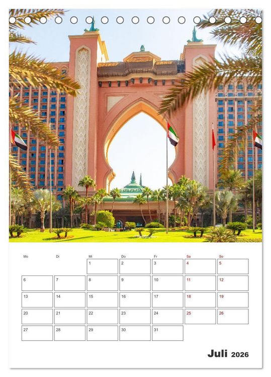Produktbild: Dubai - Urlaubsplaner (Tischkalender 2026 DIN A5 hoch), CALVENDO Monatskalender