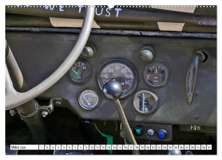 Produktbild: Willys Jeep im Detail vom Frankfurter Taxifahrer Petrus Bodenstaff (hochwertiger Premium Wandkalender 2026 DIN A2 quer), Kunstdruck in Hochglanz