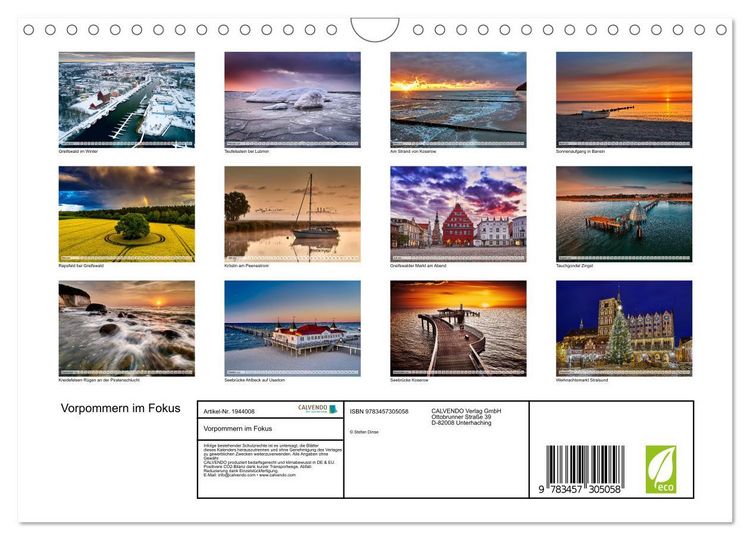 Produktbild: Vorpommern im Fokus (Wandkalender 2026 DIN A4 quer), CALVENDO Monatskalender