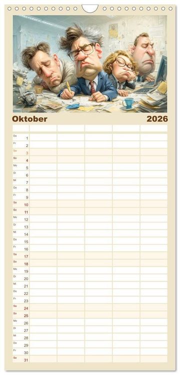 Produktbild: Familienplaner 2026 - Pause ist, wenn der Drucker druckt mit 5 Spalten (Wandkalender, 21 x 45 cm) CALVENDO