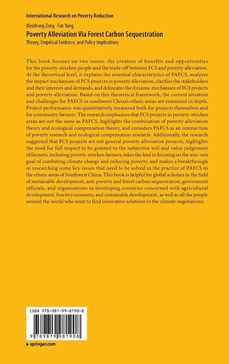 Produktbild: Poverty Alleviation Via Forest Carbon Sequestration