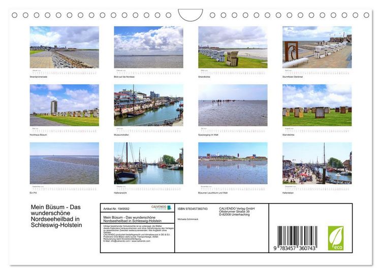 Produktbild: Mein B&uuml;sum - Das wundersch&ouml;ne Nordseeheilbad in Schleswig-Holstein (Wandkalender 2026 DIN A4 quer), CALVENDO Monatskalender