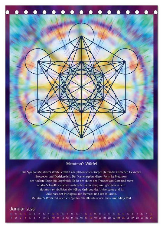 Produktbild: Heilige Geometrie und Bilder der Neuen Zeit (Tischkalender 2026 DIN A5 hoch), CALVENDO Monatskalender