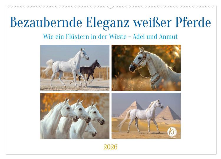 Produktbild: Bezaubernde Eleganz wei&szlig;er Pferde (Wandkalender 2026 DIN A2 quer), CALVENDO Monatskalender