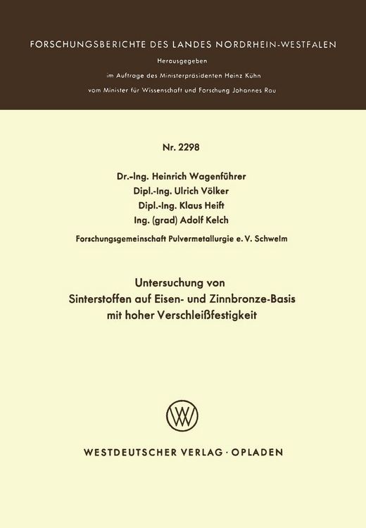 Produktbild: Untersuchung von Sinterstoffen auf Eisen- und Zinnbronze-Basis mit hoher Verschlei&szlig;festigkeit