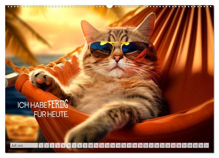 Produktbild: S&uuml;&szlig;e Katzen und coole Spr&uuml;che (Wandkalender 2026 DIN A2 quer), CALVENDO Monatskalender