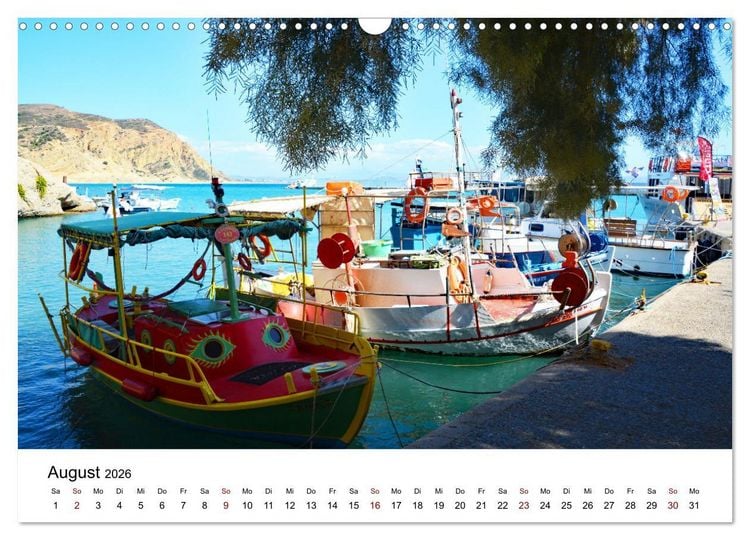 Produktbild: Farbenfrohe Boote in kristallklarem Wasser (Wandkalender 2026 DIN A3 quer), CALVENDO Monatskalender