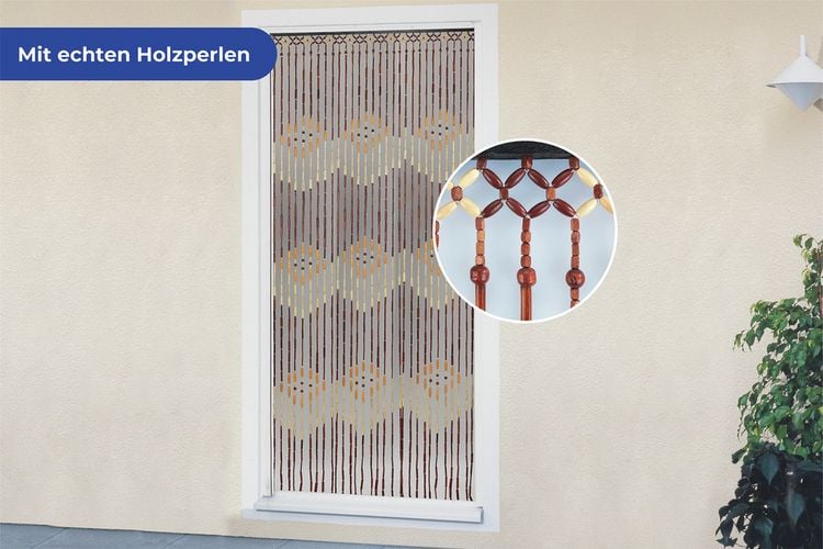Produktbild: Bambusvorhang Holzperlen, Bambusperlen-Vorhang aus echter Handarbeit