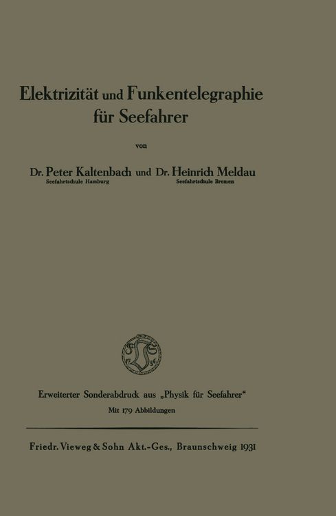 Produktbild: Elektrizit&auml;t und Funkentelegraphie f&uuml;r Seefahrer