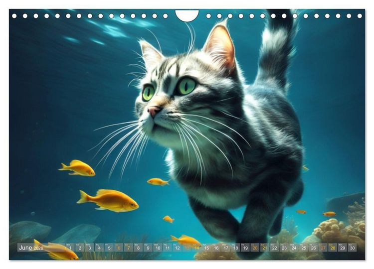 Produktbild: Cats underwater (Wall Calendar 2026 DIN A4 landscape), CALVENDO 12 Month Wall Calendar