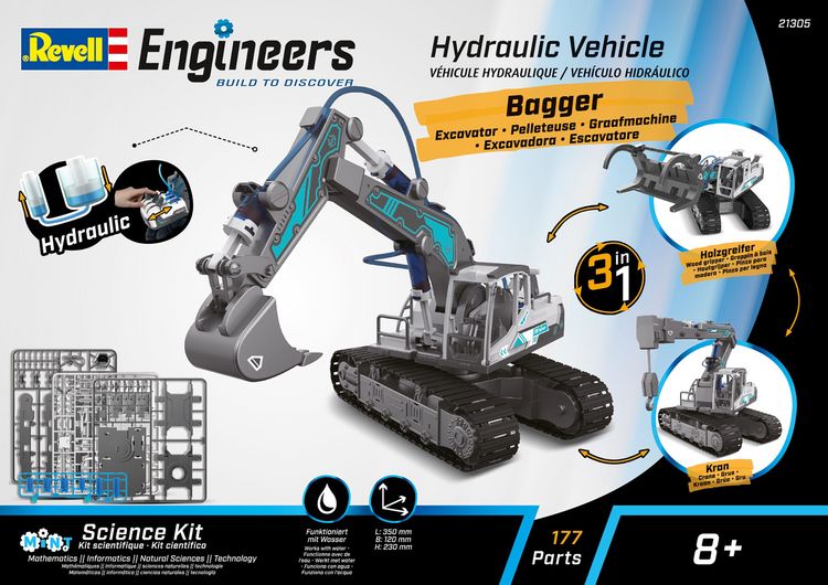 Produktbild: Revell Engineers 21305 Hydraulic Excavator 3in1 1:24 Elektro RC Funktionsmodell Bausatz