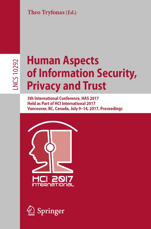 Produktbild: Human Aspects of Information Security, Privacy and Trust
