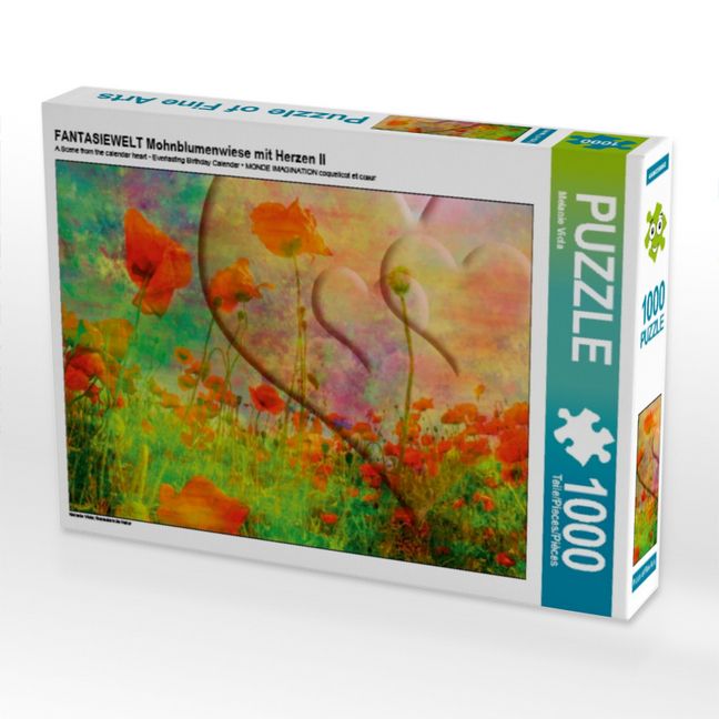 Produktbild: CALVENDO Puzzle FANTASIEWELT Mohnblumenwiese mit Herzen II | 1000 Teile Lege-Gr&ouml;&szlig;e 64x48cm Foto-Puzzle f&uuml;r gl&uuml;ckliche Stunden
