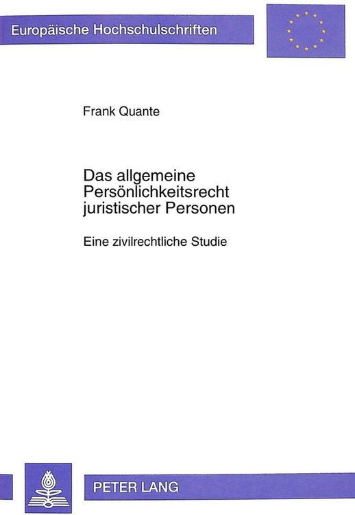 Produktbild: Das allgemeine Pers&ouml;nlichkeitsrecht juristischer Personen