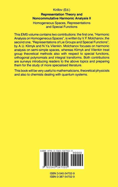 Produktbild: Representation Theory and Noncommutative Harmonic Analysis II