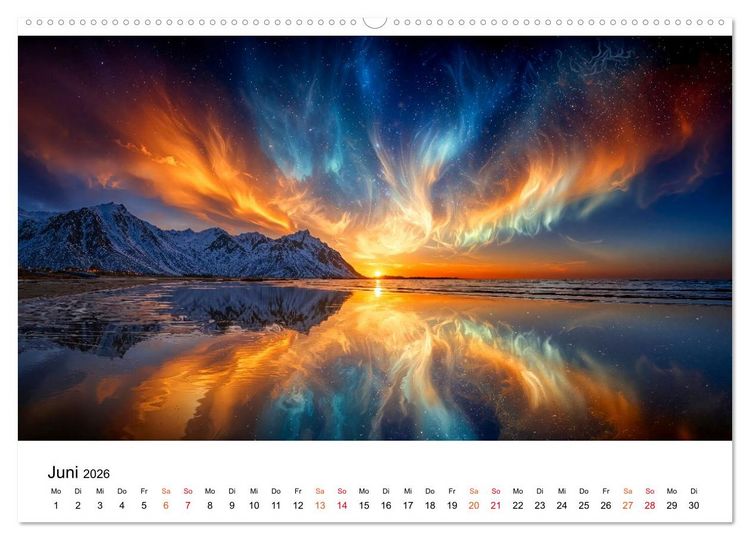 Produktbild: Aurora Borealis - Polarlicht Nordlicht (hochwertiger Premium Wandkalender 2026 DIN A2 quer), Kunstdruck in Hochglanz
