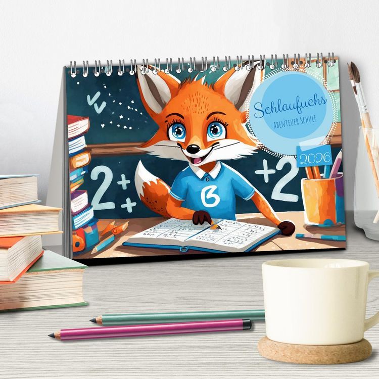 Produktbild: Schlaufuchs - Abenteuer Schule (Tischkalender 2026 DIN A5 quer), CALVENDO Monatskalender