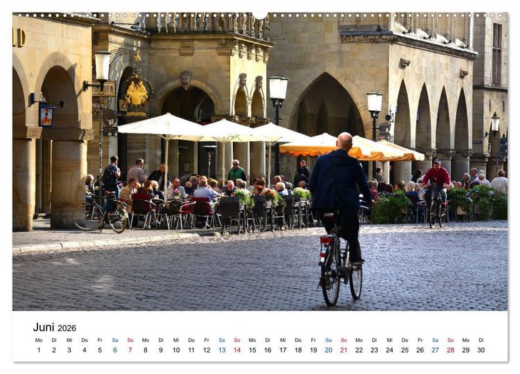Produktbild: M&uuml;nster - die liebenswerte Fahrradstadt (Wandkalender 2026 DIN A2 quer), CALVENDO Monatskalender