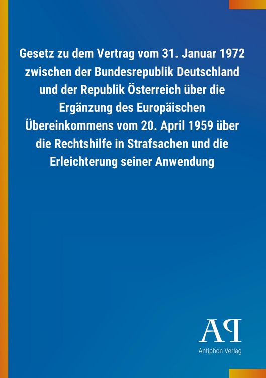 Produktbild: Gesetz zu dem Vertrag vom 31. Januar 1972 zwischen der Bunde