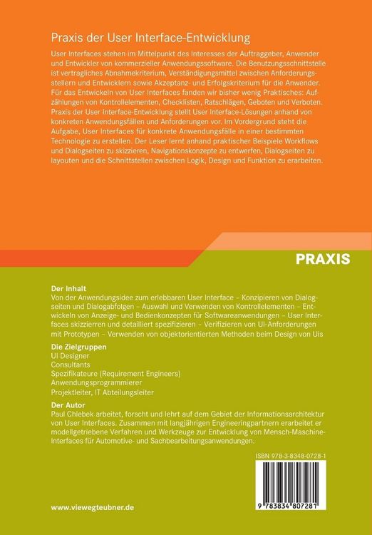 Produktbild: Praxis der User Interface-Entwicklung