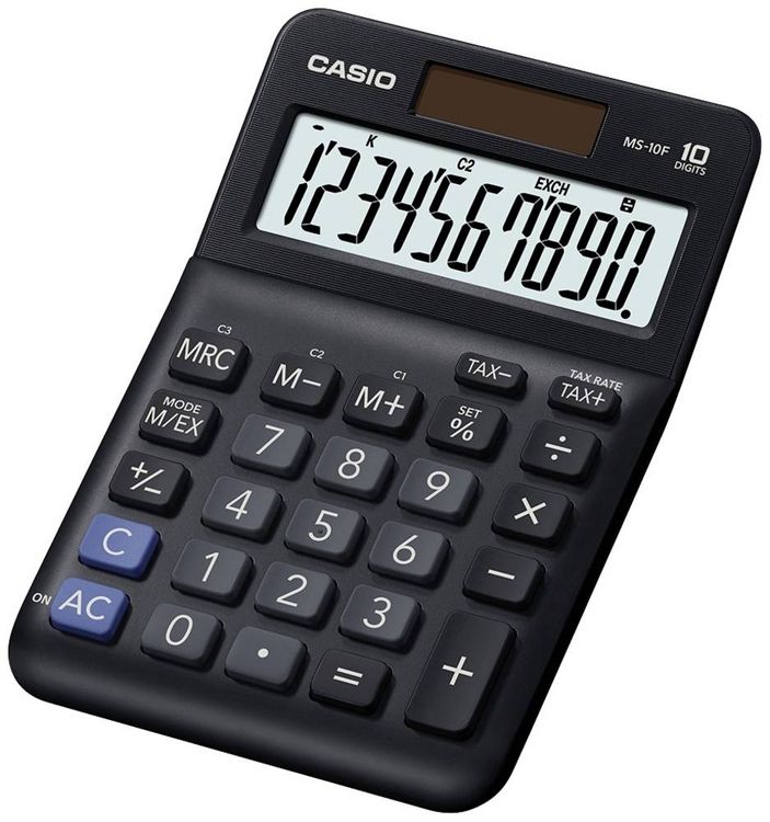 Produktbild: Casio MS-10F Tischrechner Schwarz Display (Stellen): 10 batteriebetrieben, solarbetrieben (B x H x T) 101 x 148.5 x 27.6 mm