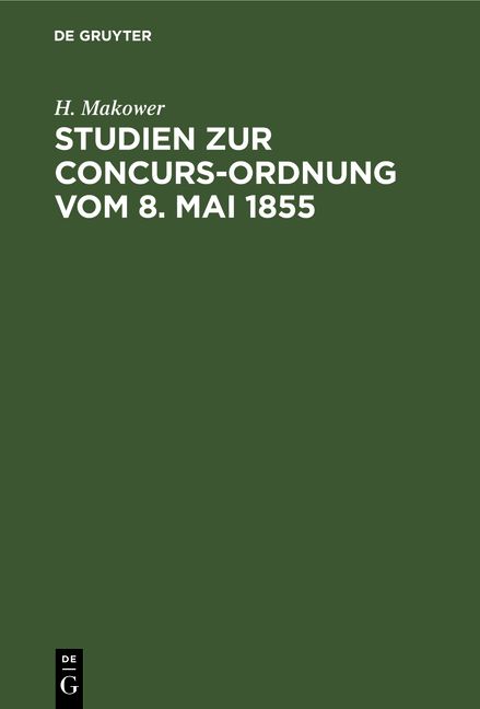 Produktbild: Studien zur Concurs-Ordnung vom 8. Mai 1855