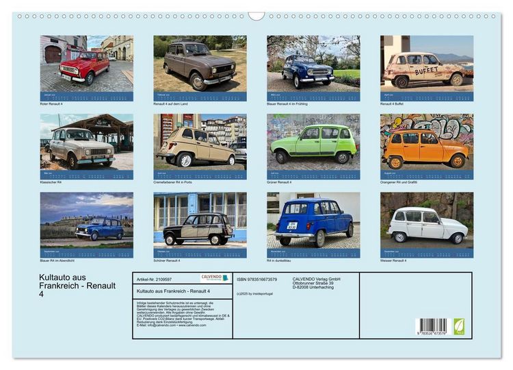 Produktbild: Kultauto aus Frankreich - Renault 4 (Wandkalender 2026 DIN A2 quer), CALVENDO Monatskalender