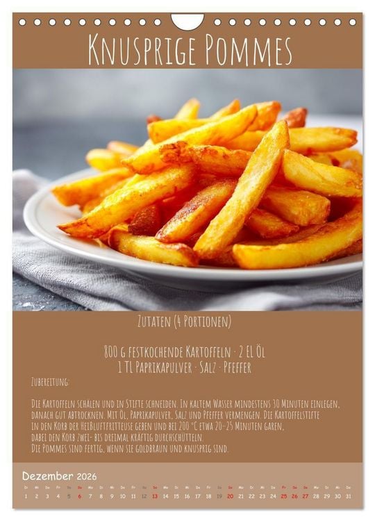 Produktbild: REZEPTE - Kochen in der Hei&szlig;luftfritteuse (Wandkalender 2026 DIN A4 hoch), CALVENDO Monatskalender