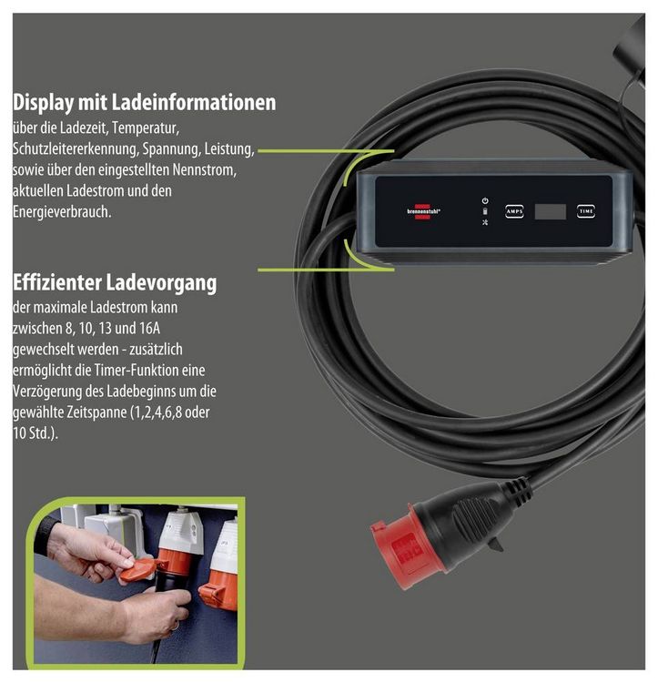 Produktbild: Brennenstuhl eMobility Ladekabel Typ 2 Mode 2 16A 11kW