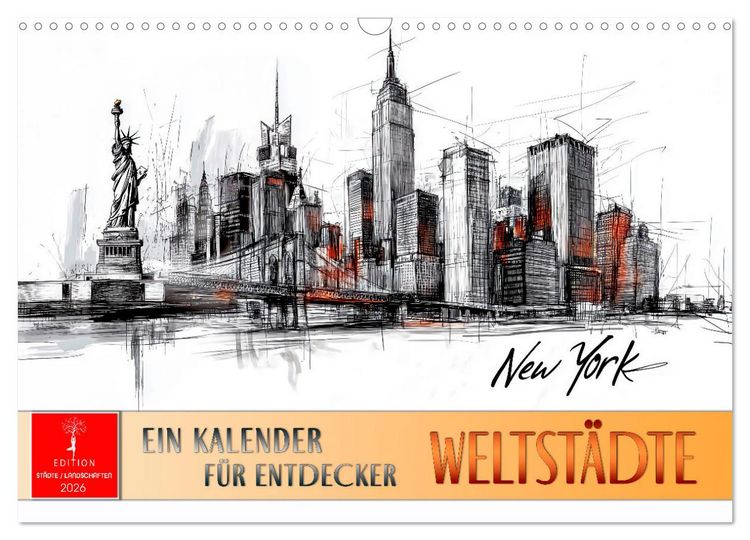 Produktbild: Weltst&auml;dte - ein Kalender f&uuml;r Entdecker (Wandkalender 2026 DIN A3 quer), CALVENDO Monatskalender