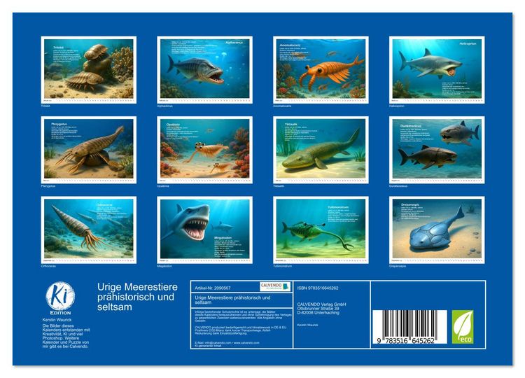 Produktbild: Urige Meerestiere pr&auml;historisch und seltsam (Wandkalender 2026 DIN A4 quer), CALVENDO Monatskalender