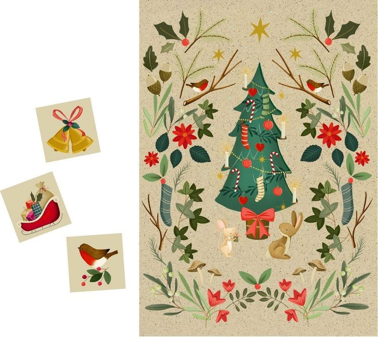 Produktbild: A5-Graspapier-Adventskalender &ndash; Weihnachtszauber