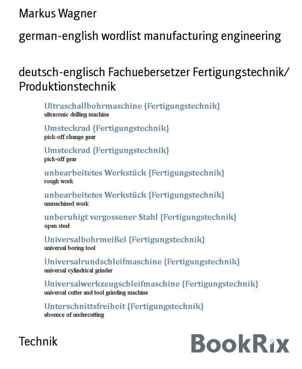Produktbild: German-english wordlist manufacturing engineering
