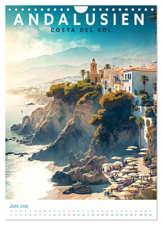 Produktbild: Andalusien - Old School Poster Style (Wandkalender 2026 DIN A4 hoch), CALVENDO Monatskalender