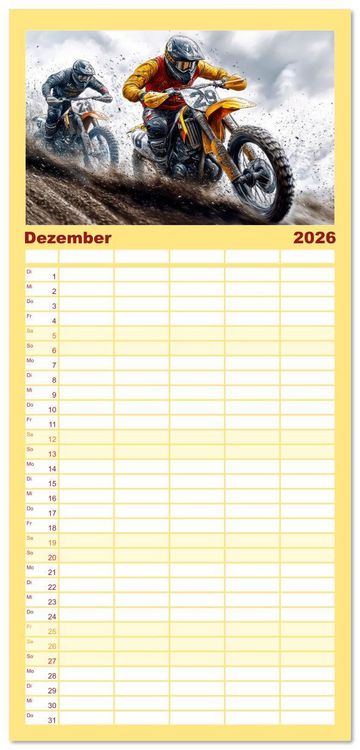 Produktbild: Familienplaner 2026 - Motocross - Highspeed durch das Jahr mit 5 Spalten (Wandkalender, 21 x 45 cm) CALVENDO