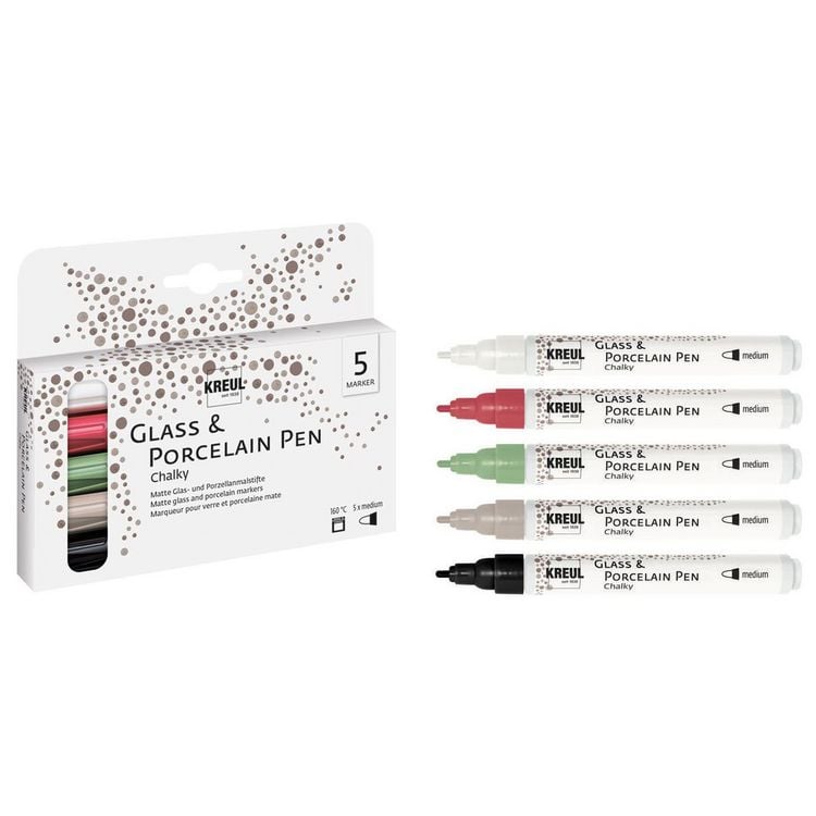 Produktbild: KREUL Glass & Porcelain Pen Chalky medium 5er Set
