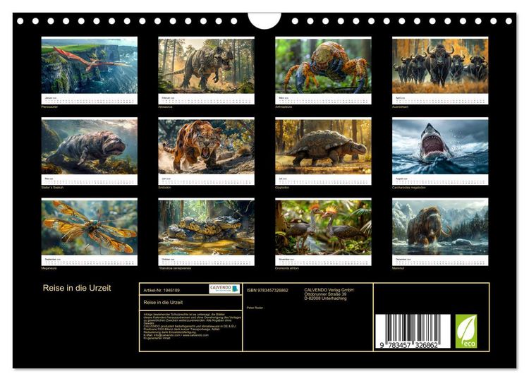 Produktbild: Reise in die Urzeit (Wandkalender 2026 DIN A4 quer), CALVENDO Monatskalender