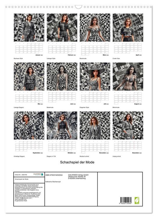 Produktbild: Schachspiel der Mode (Wandkalender 2026 DIN A2 hoch), CALVENDO Monatskalender